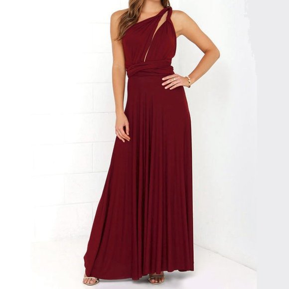 Ravon Infinity Maxi Dress by Von Vonni One Size Burgundy Wear in Many Styles - Picture 10 of 16